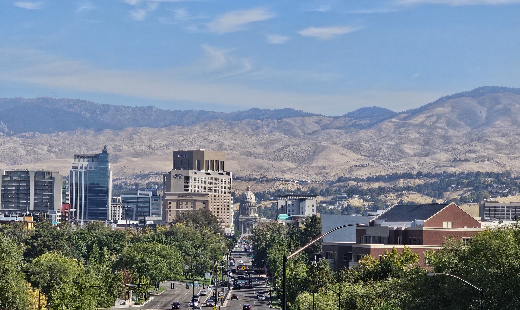 City of Boise, Boise Foothills and the State of Idaho Capital Building. 